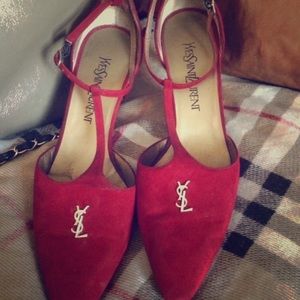 Yves Saint Laurent Red Suede Heels